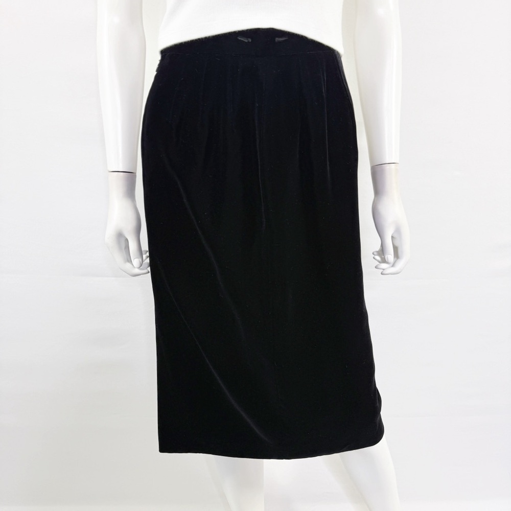 Yuki Torii Black Velvet Pencil Skirt Size 4 Business Casual Preppy Workwear
